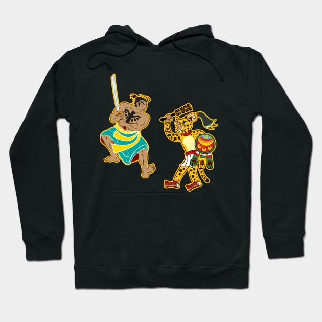 Aztec Samurai vs Jaguar Warrior Hoodie by mredthefed